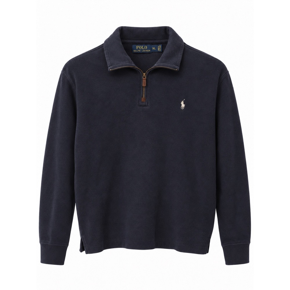 Polo Ralph Lauren Mens XL Navy Blue Quarter Zip Cotton Pullover Pony Logo 1/4Zip